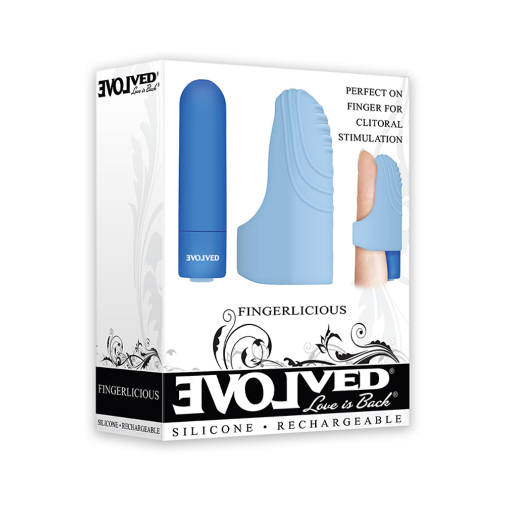 EVOLVED FINGERLICIOUS RECHARGEABLE SILICONE FINGER VIBRATOR BLUE