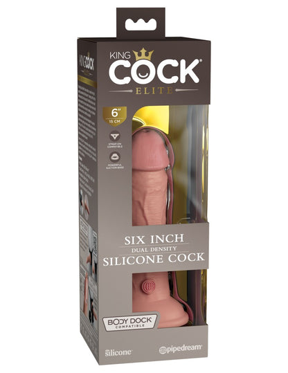 PIPEDREAM - KING COCK ELITE - 6" DUAL DENSITY SILICONE COCK  LIGHT