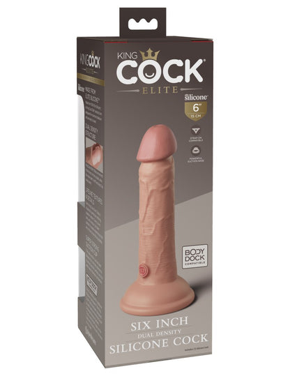 PIPEDREAM - KING COCK ELITE - 6" DUAL DENSITY SILICONE COCK  LIGHT
