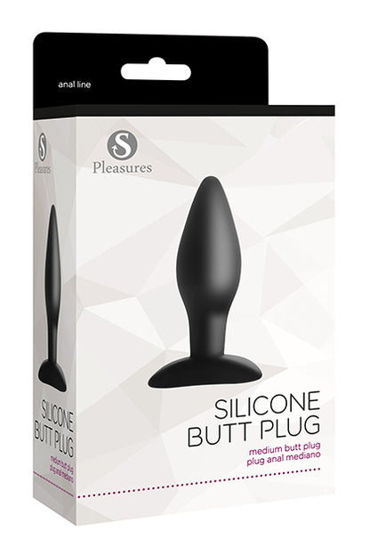 S PLEASURES - SILICONE BUTT PLUG MEDIUM BLACK
