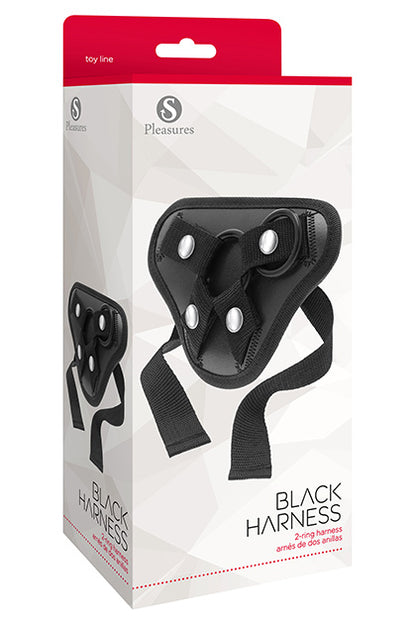S PLEASURES - BLACK HARNESS - 2 RING HARNESS