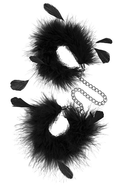 S PLEASURES - FEATHER CUFFS BLACK