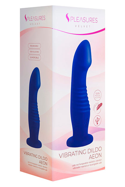 S PLEASURES VELVET - VIBRATING DILDO AEON BLUE