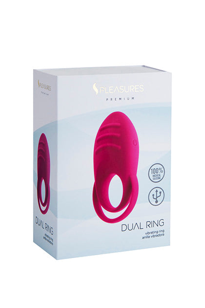 S PLEASURES PREMIUM LINE - DUAL COCK RING - RED