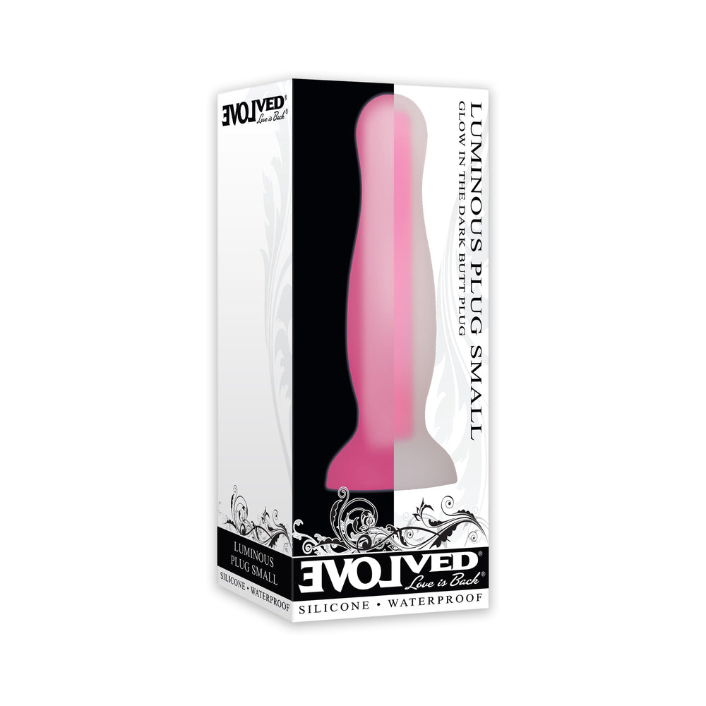 EVOLVED LUMINOUS GLOW IN THE DARK DUAL DENSITY SILICONE ANAL PLUG CLEAR/PINK SMALL