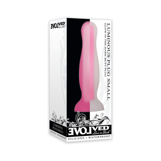 EVOLVED LUMINOUS GLOW IN THE DARK DUAL DENSITY SILICONE ANAL PLUG CLEAR/PINK SMALL
