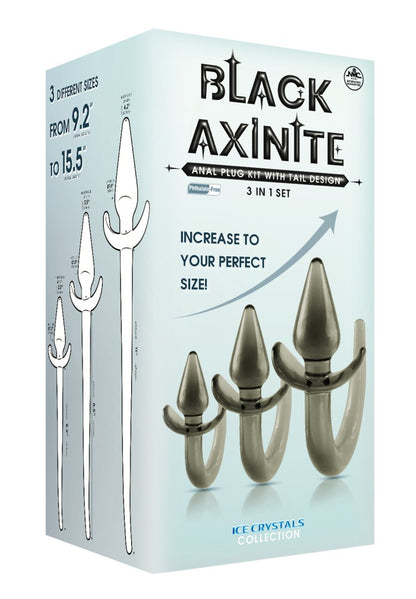 NMC - BLACK AXINITE 3 IN 1 ANAL PLUG KIT SET WITH TAIL DESIGN