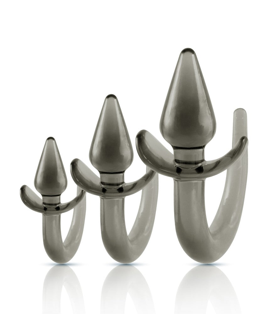 NMC - BLACK AXINITE 3 IN 1 ANAL PLUG KIT SET WITH TAIL DESIGN