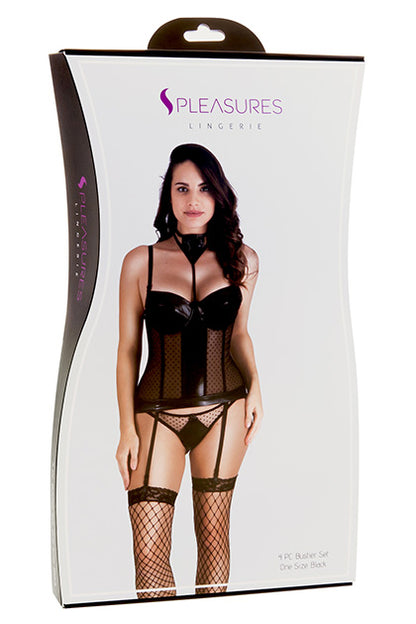 S PLEASURES LINGERIE - CONJUNTO BUSTIER SET LUNARES NEGRO TU