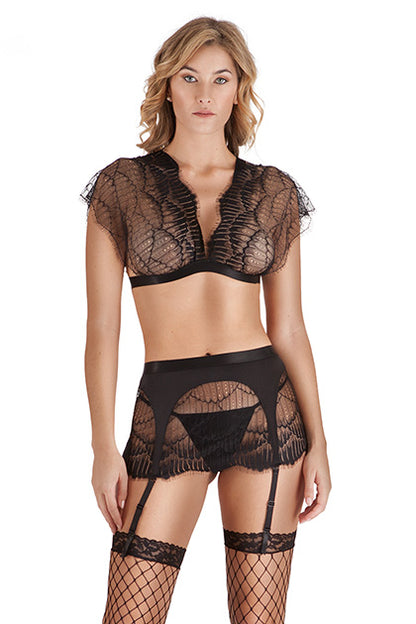 S PLEASURES LINGERIE - CONJUNTO TOP FALDA SET NEGRO TU