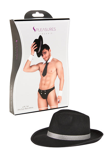 S PLEASURES LINGERIE - ENSEMBLE DÉGUISEMENT MAFIEUX NOIR/BLANC TU