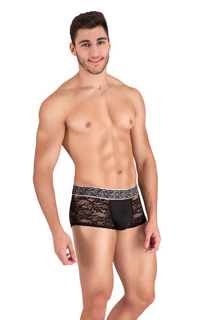 S PLEASURES LINGERIE - BOXER FLORAL NEGRO TU
