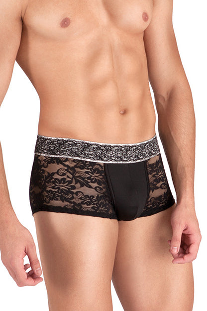 S PLEASURES LINGERIE - BOXER FLORAL NEGRO TU