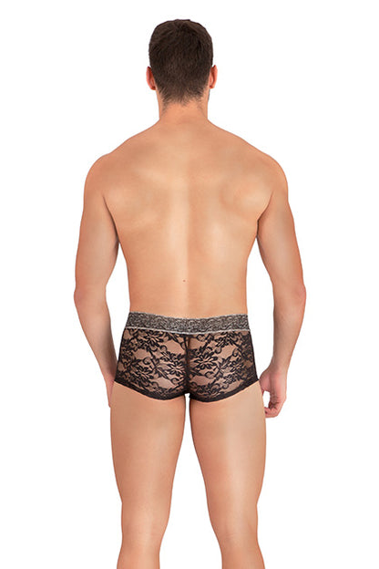 S PLEASURES LINGERIE - BOXER FLORAL NEGRO TU