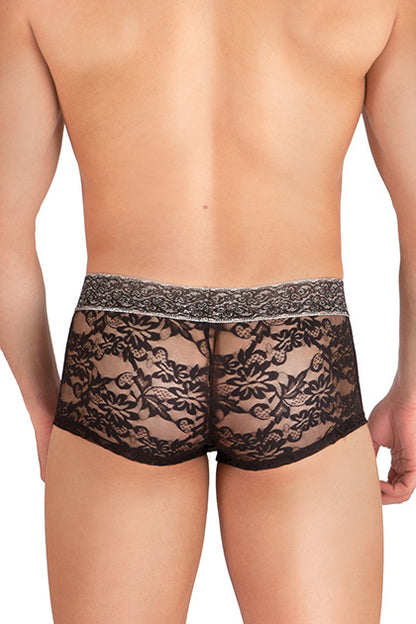 S PLEASURES LINGERIE - BOXER FLORAL NEGRO TU