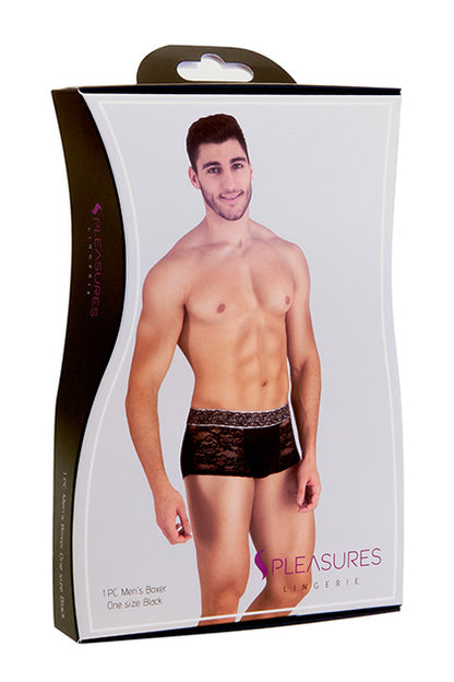 S PLEASURES LINGERIE - BOXER FLORAL NEGRO TU