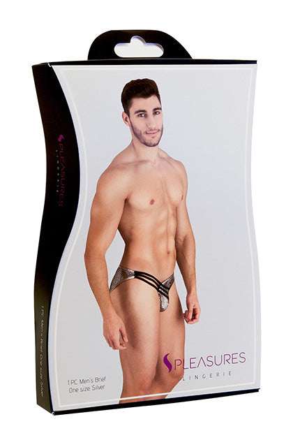 S PLEASURES LINGERIE - SLIP ANIMAL PRINT PLATEADO TU