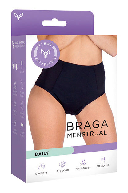 FEMME RÉPUBLIQUE - BRAGA MENSTRUAL L - NEGRO