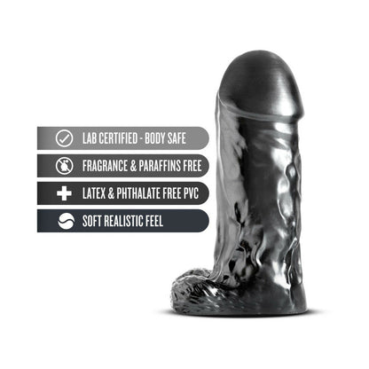 BLUSH - JET DESTROYER REALISTIC 10 IN. DILDO WITH BALLS CARBON METALLIC BLACK