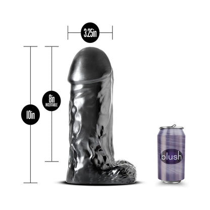 BLUSH - JET DESTROYER REALISTIC 10 IN. DILDO WITH BALLS CARBON METALLIC BLACK