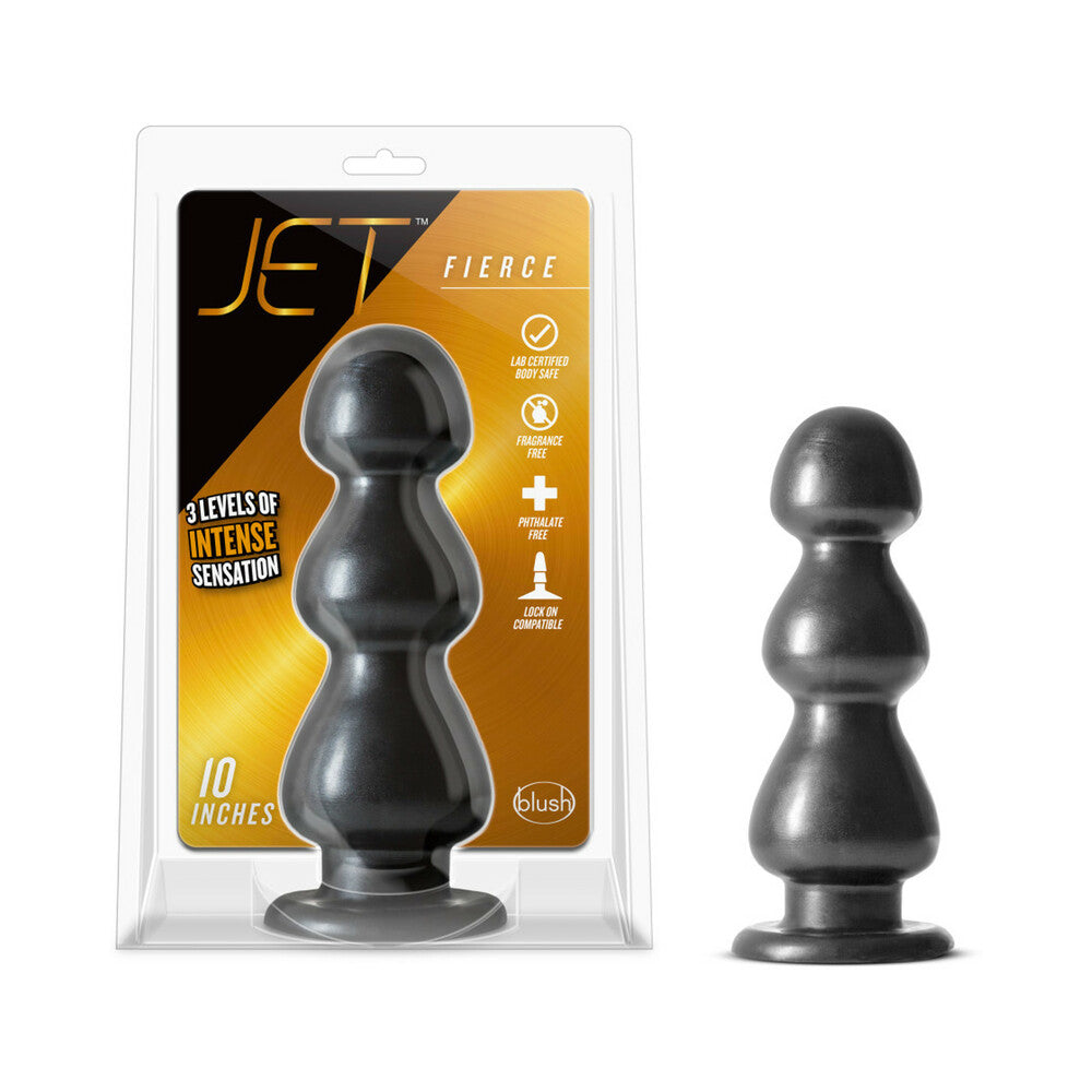 JET FIERCE 10 IN. ANAL PLUG CARBON METALLIC BLACK