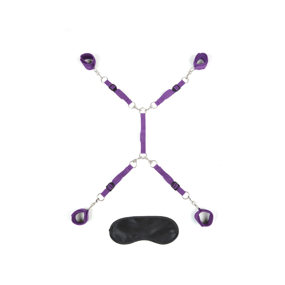 ELECTRIC EEL - LUX FETISH 7-PIECE BED SPREADER PLAYFUL RESTRAINT SYSTEM PURPLE