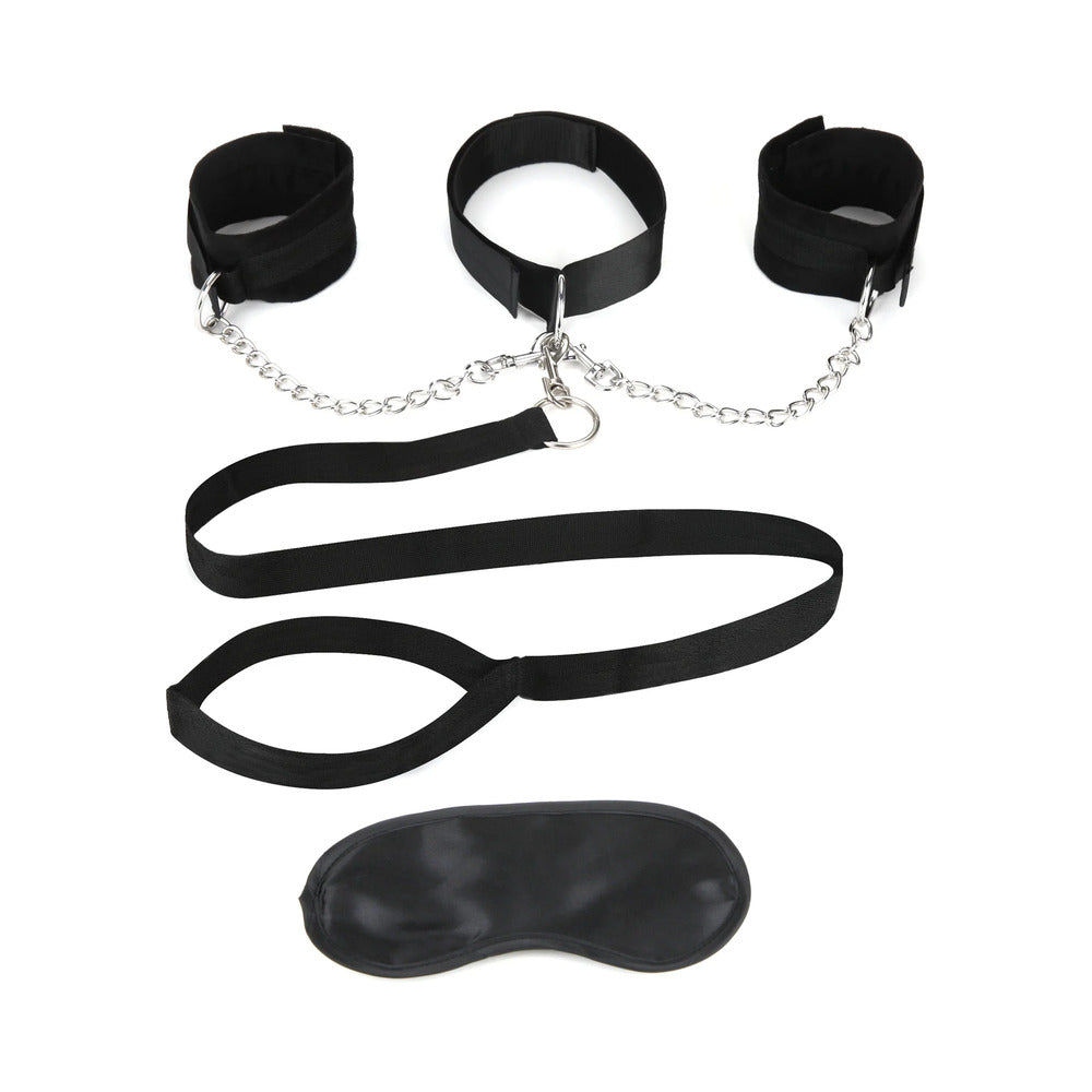 LUX FETISH COLLAR CUFFS & LEASH SET