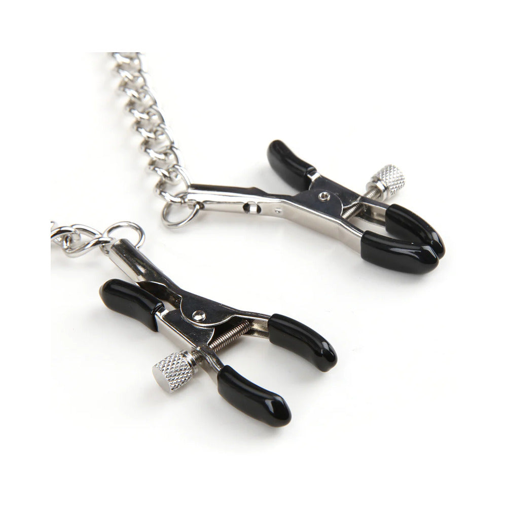 LUX FETISH COLLAR & NIPPLE CLAMPS WITH ADJUSTABLE PRESSURE