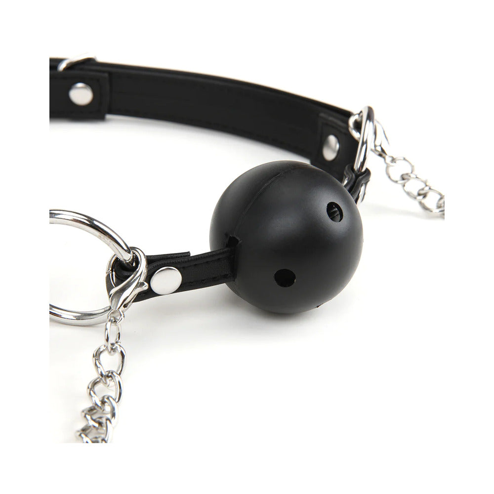 ELECTRIC EEL - LUX FETISH BREATHABLE BALL GAG WITH ADJUSTABLE PRESSURE NIPPLE CLAMPS