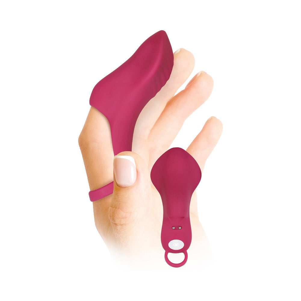 EVOLVED FRISKY FINGER RECHARGEABLE SILICONE FINGER VIBRATOR BURGUNDY