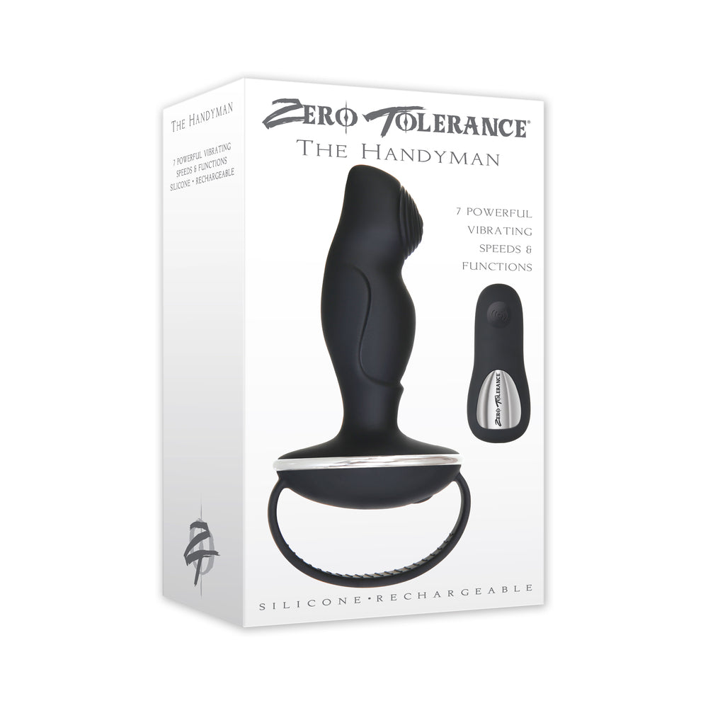 ZERO TOLERANCE THE HANDYMAN RECHARGEABLE REMOTE-CONTROLLED VIBRATING PROSTATE MASSAGER BLACK