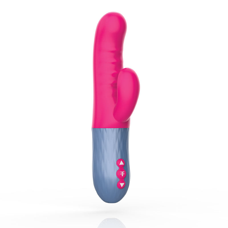 FEMMEFUNN ESSENZA RECHARGEABLE SILICONE DUAL STIMULATION THRUSTING VIBRATOR PINK