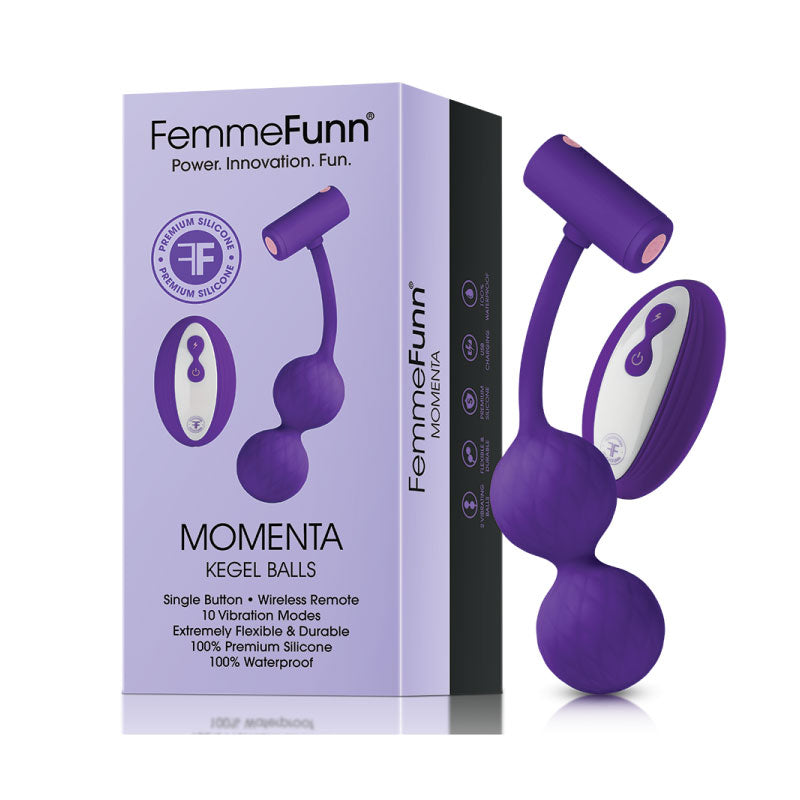 FEMMEFUNN MOMENTA RECHARGEABLE REMOTE-CONTROLLED SILICONE KEGEL BALLS PURPLE