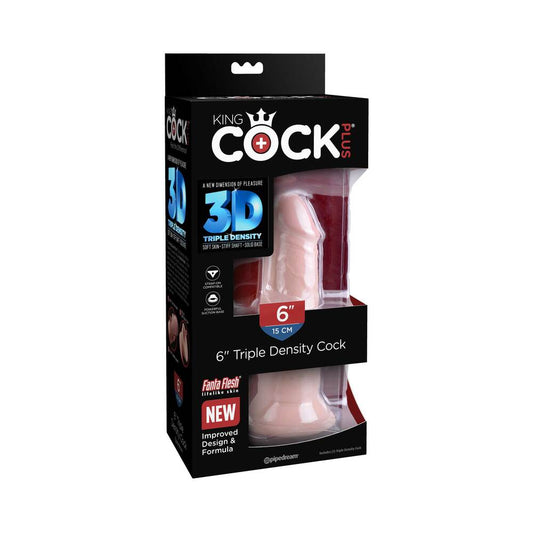 PIPEDREAM - KING COCK PLUS 6 IN. TRIPLE DENSITY COCK REALISTIC DILDO WITH SUCTION CUP BROWN