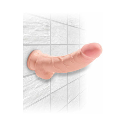 KING COCK PLUS 8 IN. TRIPLE DENSITY COCK WITH BALLS REALISTIC SUCTION CUP DILDO BEIGE