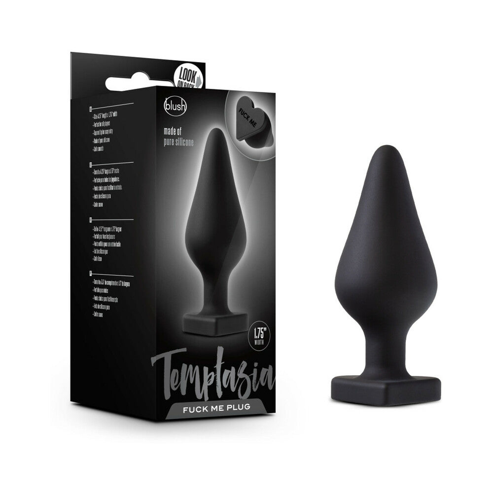 BLUSH - TEMPTASIA ''FUCK ME'' SILICONE ANAL PLUG WITH HEART-SHAPED BASE BLACK