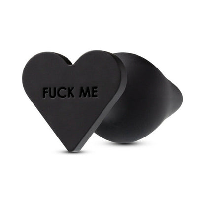 TEMPTASIA ''FUCK ME'' SILICONE ANAL PLUG WITH HEART-SHAPED BASE BLACK