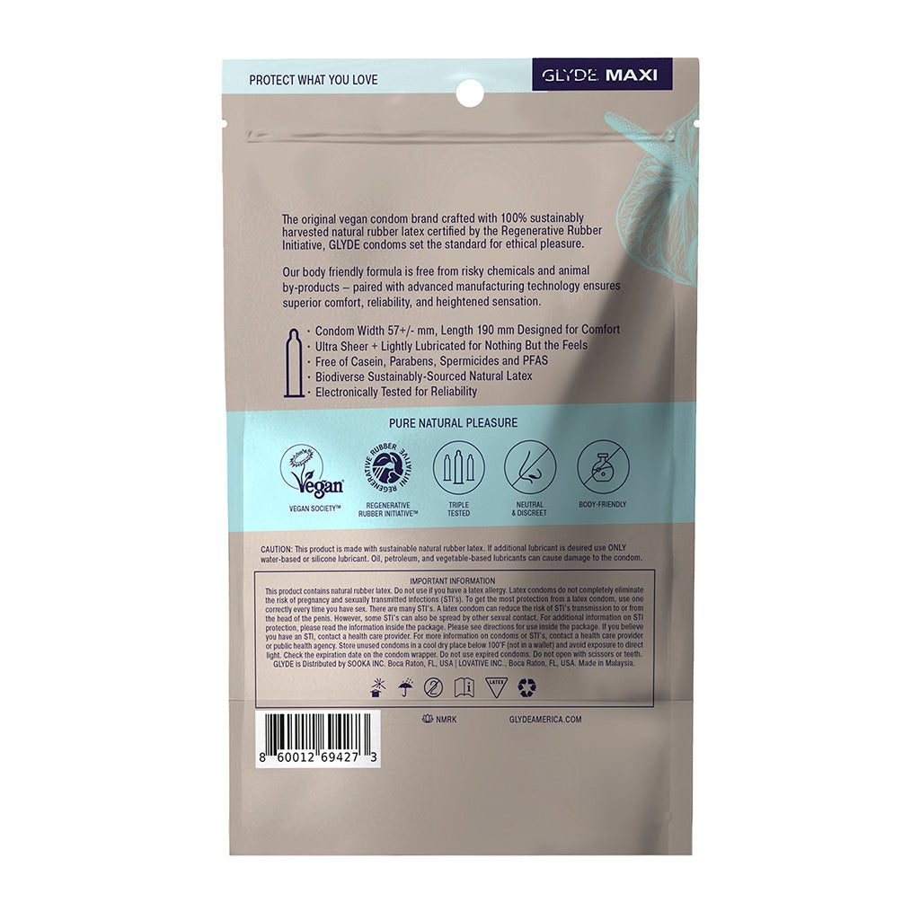 GLYDE CONDOMS - GLYDE MAXI LARGE/XL 12PK