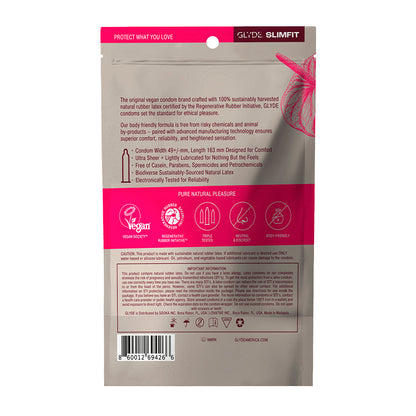 GLYDE CONDOMS - GLYDE SLIMFIT (SNUG-FITTING) 12PK