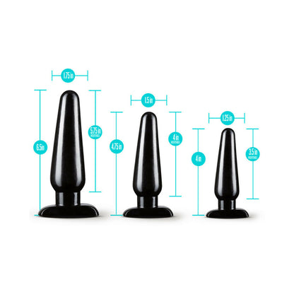 ANAL ADVENTURES 3-PIECE BASIC PLUG KIT BLACK