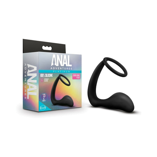 BLUSH - ANAL ADVENTURES PLATINUM SILICONE COCK RING PLUG BLACK