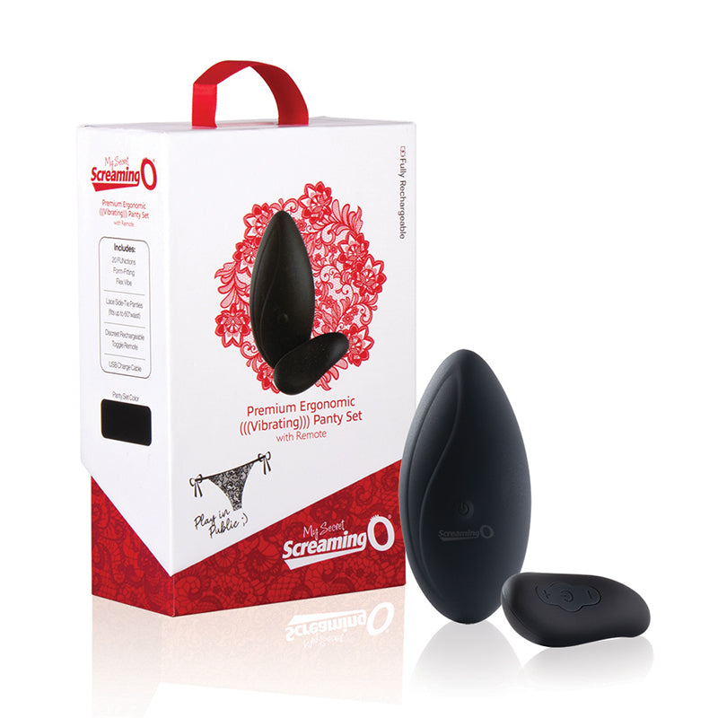 SCREAMING O PREMIUM ERGONOMIC REMOTE PANTY SET BLACK