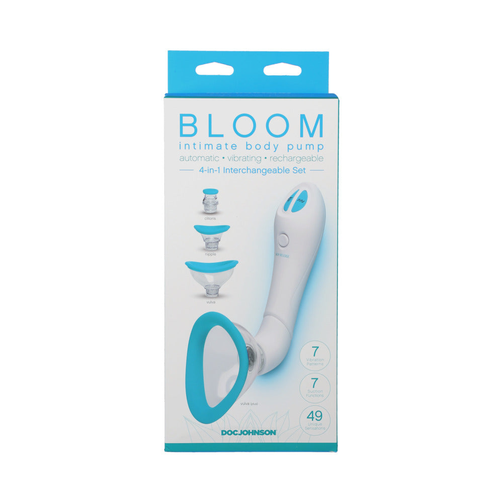 DOC JOHNSON - BLOOM - INTIMATE BODY PUMP - AUTOMATIC - VIBRATING - RECHARGEABLE BLUE/WHITE