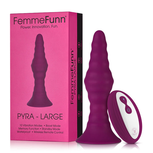 FEMMEFUNN - PYRA RECHARGEABLE REMOTE-CONTROLLED SILICONE VIBRATING ANAL PLUG LARGE DARK FUCHSIA