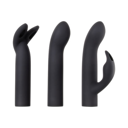 EVOLVED - FOUR PLAY RECHARGEABLE SILICONE BULLET VIBRATOR AND 3-PIECE SLEEVE SET BLACK