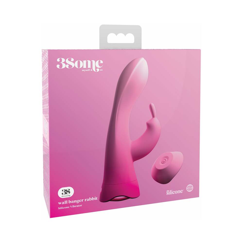 PIPEDREAM - 3SOME WALL BANGER RABBIT VIBRATOR WITH SUCTION CUP PINK