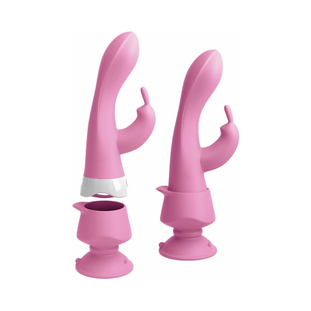 PIPEDREAM - 3SOME WALL BANGER RABBIT VIBRATOR WITH SUCTION CUP PINK