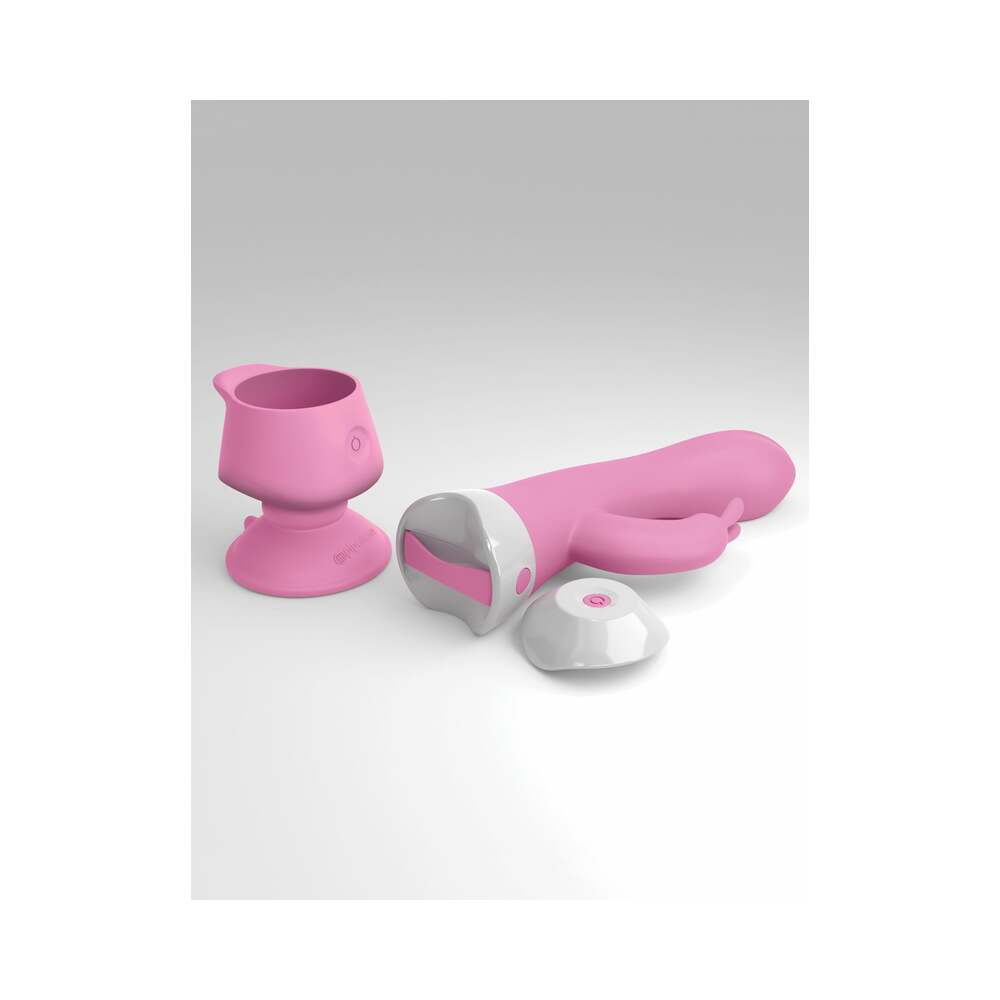 PIPEDREAM - 3SOME WALL BANGER RABBIT VIBRATOR WITH SUCTION CUP PINK