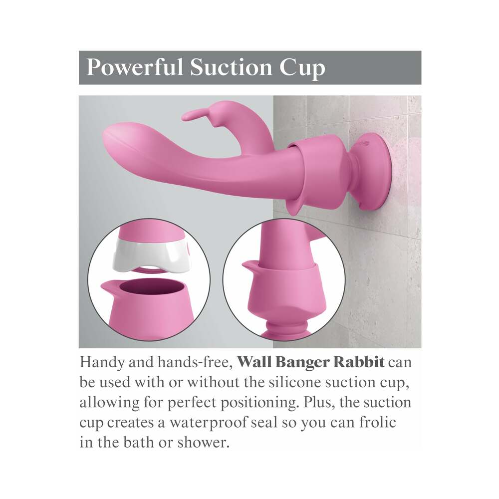 PIPEDREAM - 3SOME WALL BANGER RABBIT VIBRATOR WITH SUCTION CUP PINK