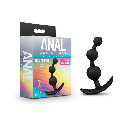 BLUSH - ANAL ADVENTURES PLATINUM SILICONE SMALL ANAL BEADS PLUG BLACK